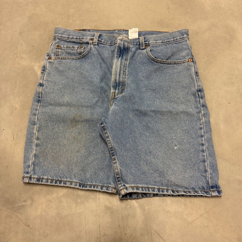 Levis 505 Mens Regular Fit Denim Shorts Light Wash Blue Cotton Size 36